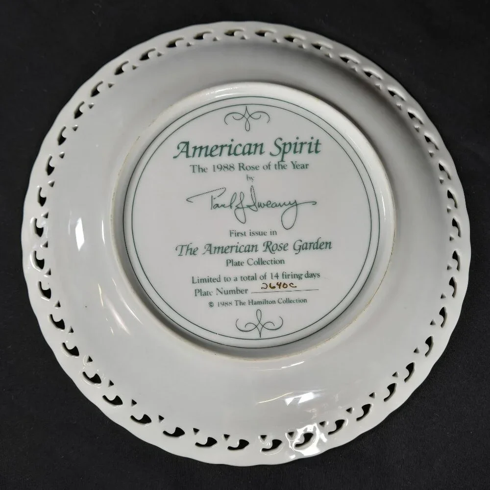 Hamilton Collection American Rose Garden American Spirit Artist Signed Plate